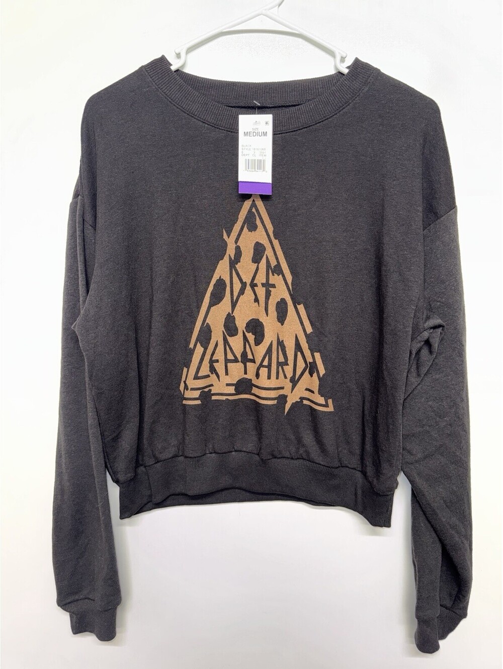 NEW Def Leppard Women's Cropped Sweatshirt Pullover Size Medium NWT Black Music